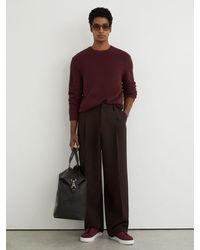 Reiss - Emil - Wine Red Suede Slip-on Elasticated Trainers, Us 12 (uk 11) - Lyst