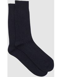 Reiss - Wool-Blend Ribbed Socks With Cashmere, S & M - Lyst