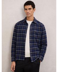 Reiss - Check Button-Through Overshirt With Wool - Lyst