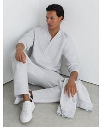 Reiss - Cotton-Blend Henley Sweatshirt - Lyst