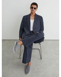 Reiss - Kason - Dusty Blue Suede Slip-on Loafer, Us 10 (uk 9) - Lyst