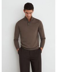 Reiss - Merino Wool Funnel-Neck Half-Button Jumper - Lyst