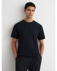 Reiss - Jack - Navy Textured Crew-neck Modern-fit T-shirt, S - Lyst