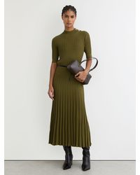 Reiss - Button-Detail Knitted Midi Dress - Lyst