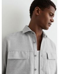 Reiss - Chamber - Grey Brushed Twin-pocket Overshirt, S - Lyst