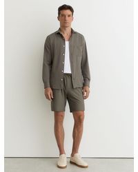 Reiss - Ajay - Dark Sage Green Seersucker Drawstring Shorts, 28 - Lyst