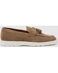 Reiss - Jimmy - Dark Taupe Brown Suede Tassel Loafers, Us 12 (uk 11) - Lyst