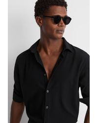 Reiss - Corsica - Black Textured Button-through Shirt - Lyst