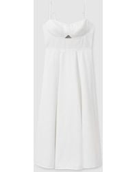Reiss - Annie - White Denim Fit And Flare Midi Dress, Us 14 - Lyst