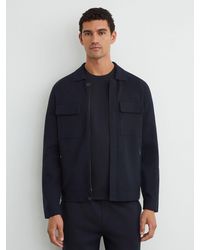 Reiss - Twin-Pocket Concealed-Placket Knitted Jacket - Lyst