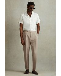 Reiss - Com - Stone Relaxed Cropped Trousers With Turned-up Hems, 32 - Lyst