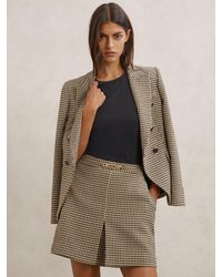 Reiss - Beatrix - Neutral Check Wool-blend Check Mini Skirt, Us 2 - Lyst