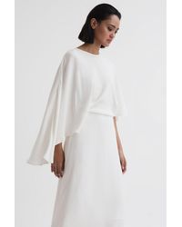 Reiss - Naomi Cape-sleeve Asymmetric Woven Maxi Dress - Lyst