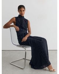 Reiss - Stacey Polka-Dot Print Sleeveless Maxi Dress - Lyst