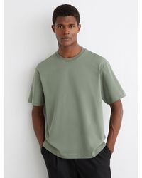 Reiss - Tate - Sage Green Cotton Pigment-dyed Relaxed-fit T-shirt, Xs - Lyst