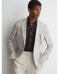 ATELIER - Hemp Wool Check Single Breasted Classic Fit Blazer - Lyst