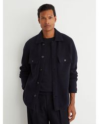 Reiss - Brushed Wool Button-Through Relaxed Overshirt - Lyst