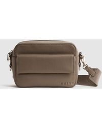 Reiss - Clea - Taupe Leather Crossbody Bag, One - Lyst