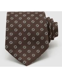 Reiss - Oro - Brown Silk-blend Woven Oval Micro Medallion Tie, One - Lyst