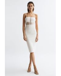 Reiss - Luisa - White Knitted Bodycon Dress, S - Lyst