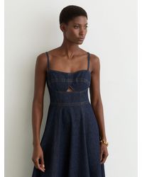 Reiss Petite Linen Broderie Midi Dress in Blue | Lyst Reiss Petite Linen Broderie Midi Dress in Blue | Lyst