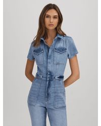 GOOD AMERICAN - Mid Blue Denim Jumpsuit - Lyst
