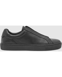 Reiss - Jenson - All Black Leather Hidden-lace Trainers, Us 9 (uk 8) - Lyst