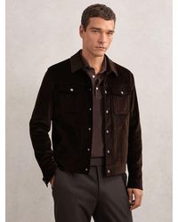 Reiss - Velvet Press-Stud Trucker Jacket - Lyst