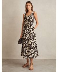 【海外限定】REISSワンピース☆Brown Naomi Snake-Print Draped Buy Reiss Brown Naomi Snake-Print Draped Midi Dress from