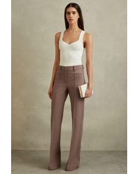 Reiss - Claude - Mink Neutral High Rise Flared Trousers - Lyst