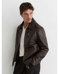 Reiss - Leather Zip-Through Jacket - Lyst