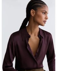 Reiss - Silk-Satin Concealed-Placket Shirt - Lyst
