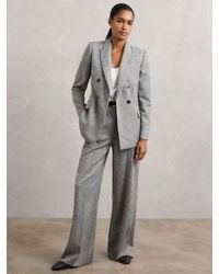 Reiss - Wide-Leg Textured Suit Trousers - Lyst