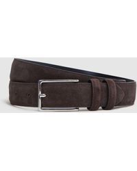 Reiss - Dante - Chocolate Suede Belt, 34 - Lyst