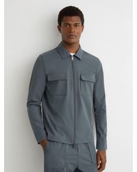 Reiss - Ascend - Airforce Blue Technical Zip-through Overshirt, Xl - Lyst