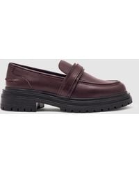 Reiss - Leather Strap-Detail Lug-Sole Loafers - Lyst