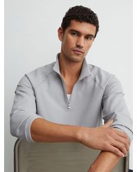 Reiss - Waffle Half-Zip Funnel-Neck Sweatshirt - Lyst
