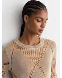 Reiss - Metallic Argyle Open-Knit Long-Sleeve Jumper - Lyst