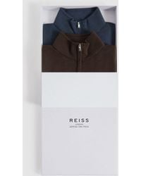 Reiss - 2 - Bitter Chocolate/anthracite Blackhall Pack Two Pack Of Merino Wool Zip-neck Jumpers - Lyst