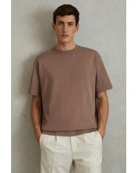 Reiss - Tate - Deep Taupe Oversized Garment Dye T-shirt - Lyst