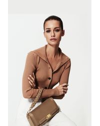 Reiss - Ivy - Taupe Ivy Leather Suede Baguette Bag, One - Lyst