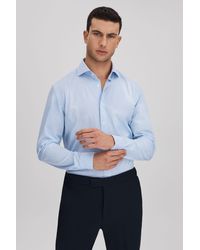 Reiss - Archie - White/soft Blue Striped Cutaway Collar Shirt - Lyst