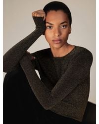 Reiss - Metallic-Knit Long-Sleeve Top - Lyst