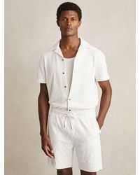 Reiss - Ackling Cotton Textured Cuban Collar Shirt - Lyst