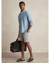 Reiss - Stretch-Cotton Seersucker Striped Shorts - Lyst