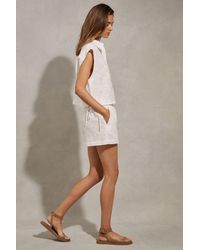 Reiss - Nia - White Cotton Embroidered Drawstring Shorts - Lyst