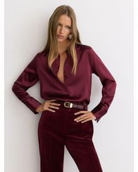 Reiss - Silk-Satin Concealed-Placket Shirt - Lyst