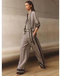 Reiss - Scarf-Print Wide-Leg Trousers - Lyst