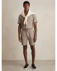 Reiss - Cotton Textured Drawstring Shorts - Lyst