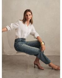 Reiss - Petite Barrel-Leg Seam Jeans - Lyst